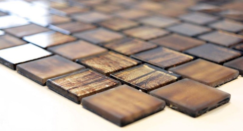 Piastrella di mosaico Mosaico di vetro Cristallo smerigliato marrone chiaro opaco smerigliato MOS68-CF45_f | 10 tappetini di mosaico