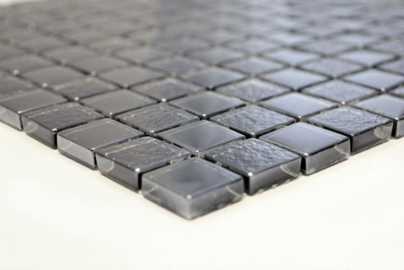 Piastrella di mosaico Nero traslucido Mosaico di vetro Cristallo nero MOS88-8LU89_f | 10 tappetini di mosaico