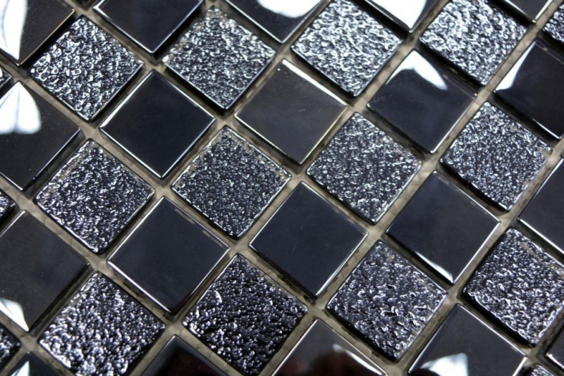 Piastrella di mosaico Nero traslucido Mosaico di vetro Cristallo nero MOS88-8LU89_f | 10 tappetini di mosaico