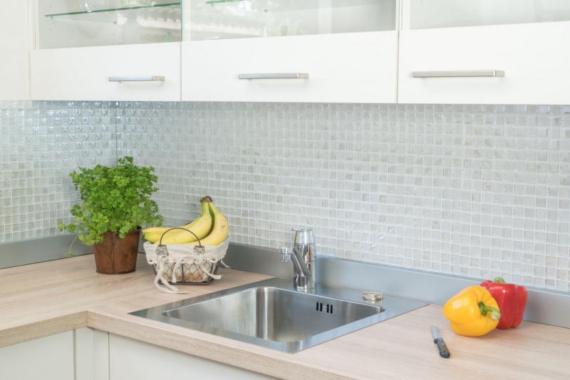 Mosaico bianco traslucido Mosaico di vetro Crystal lustre bianco MOS88-8LU90_f | 10 tessere di mosaico