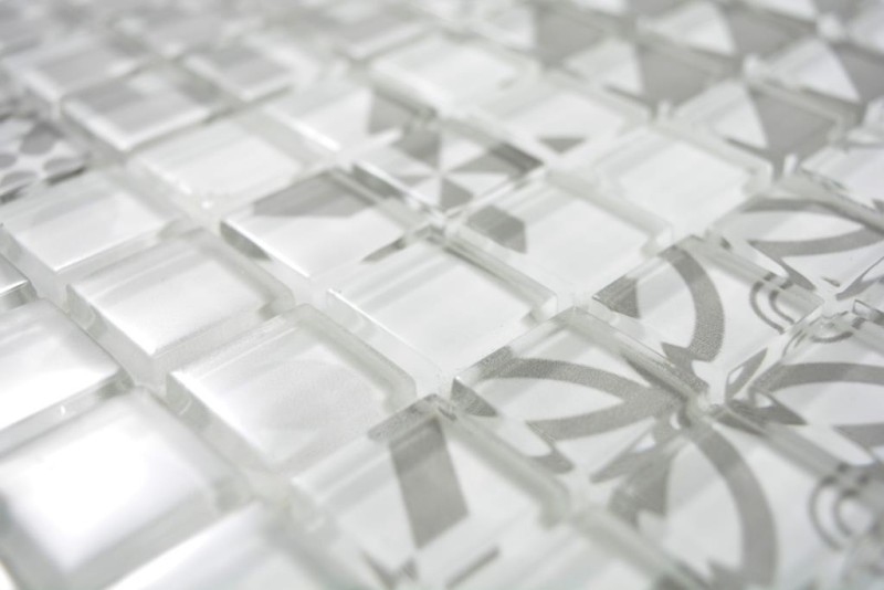 Mosaico vintage retrò in vetro traslucido grigio Crystal Design grigio MOS88-Retro-35_f | 10 tessere di mosaico