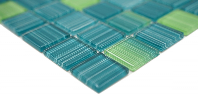 Piastrella di mosaico Mosaico di vetro verde traslucido Verde cristallo MOS64-0509_f | 10 tappetini di mosaico