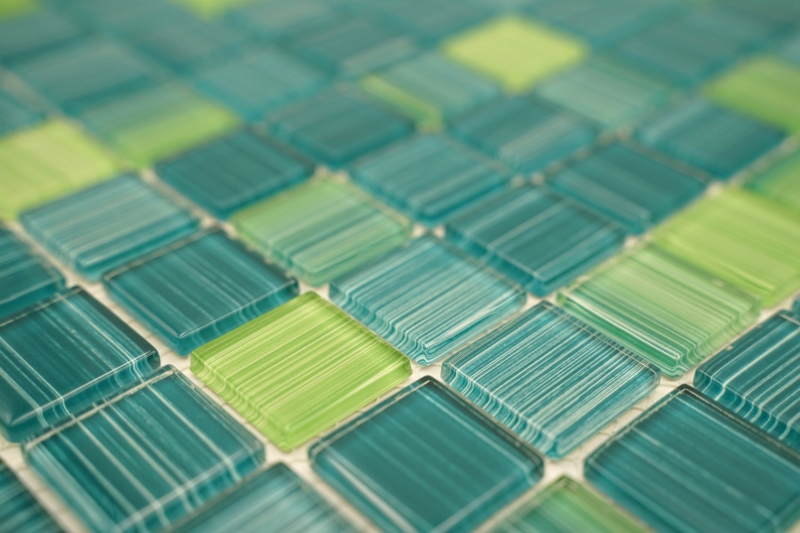 Piastrella di mosaico Mosaico di vetro verde traslucido Verde cristallo MOS64-0509_f | 10 tappetini di mosaico