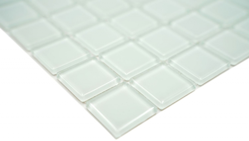 Piastrella di mosaico Bianco traslucido con sfumature verdi Mosaico di vetro Cristallo BAD WC Cucina MOS60-0102_f | 10 tappetini di mosaico