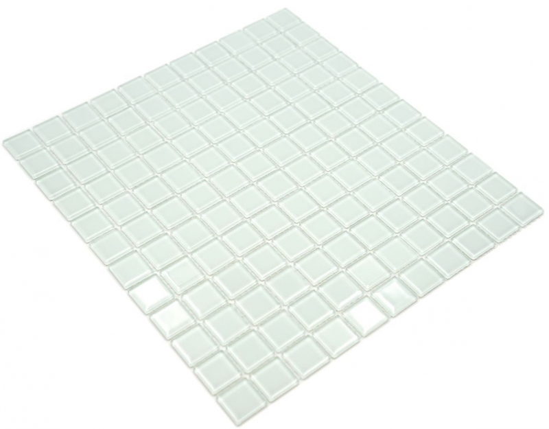 Piastrella di mosaico Bianco traslucido con sfumature verdi Mosaico di vetro Cristallo BAD WC Cucina MOS60-0102_f | 10 tappetini di mosaico