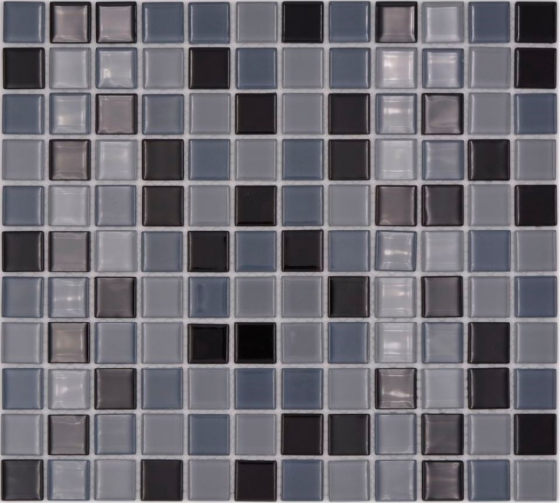 Piastrella di mosaico Nero traslucido Mosaico di vetro Nero cristallo BAGNO WC Cucina Muro MOS62-0208_f | 10 tappetini di mosaico