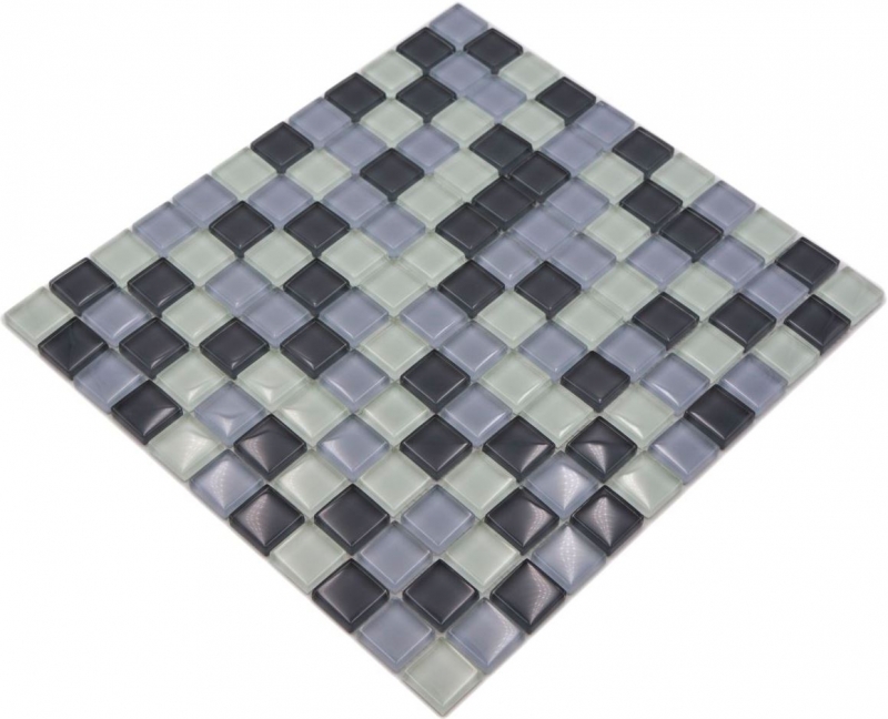 Piastrella di mosaico Grigio traslucido Mosaico di vetro Grigio cristallo BAGNO WC Cucina Muro MOS72-0204_f | 10 tappetini di mosaico
