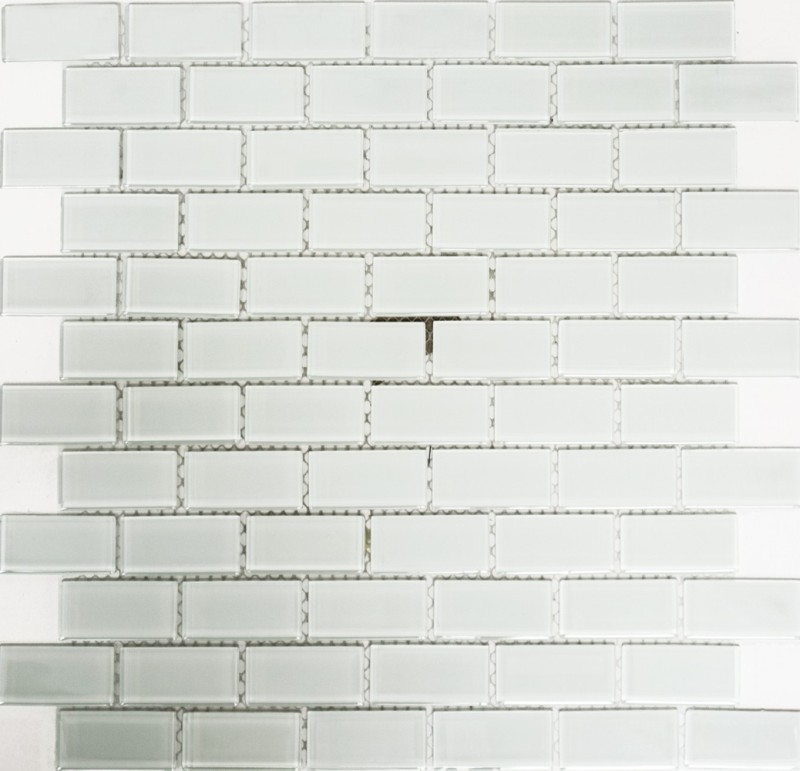 Piastrella di mosaico bianco traslucido Brick Mosaico di vetro bianco cristallo BAGNO WC Cucina PARETE MOS66-0102_f | 10 tappetini di mosaico