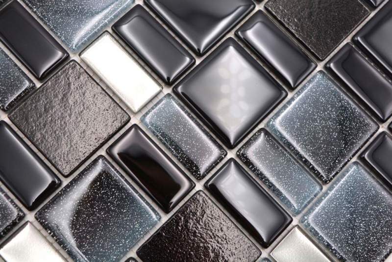 Piastrella a mosaico Nero traslucido Combinazione nero cangiante MOS68-035B_f | 10 tappetini a mosaico