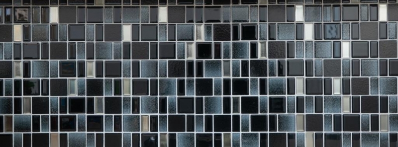 Piastrella a mosaico Nero traslucido Combinazione nero cangiante MOS68-035B_f | 10 tappetini a mosaico