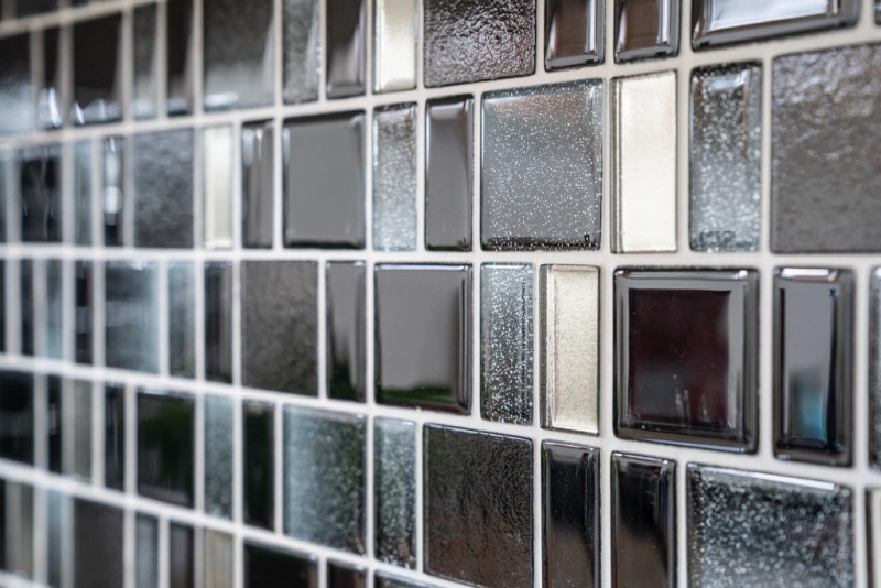 Piastrella a mosaico Nero traslucido Combinazione nero cangiante MOS68-035B_f | 10 tappetini a mosaico