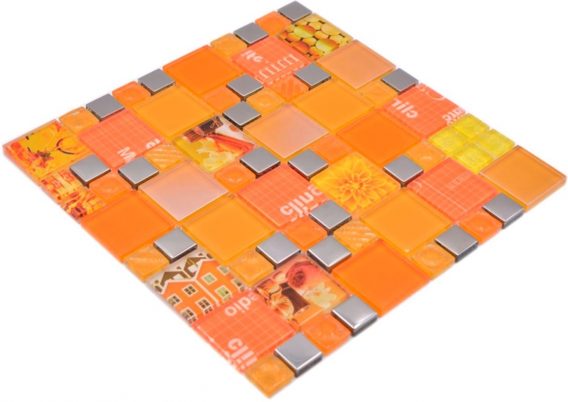 Trasparente cristallo mosaico vetro mosaico argento arancione muro piastrelle backsplash cucina doccia bagno_f | 10 mosaico tappetini