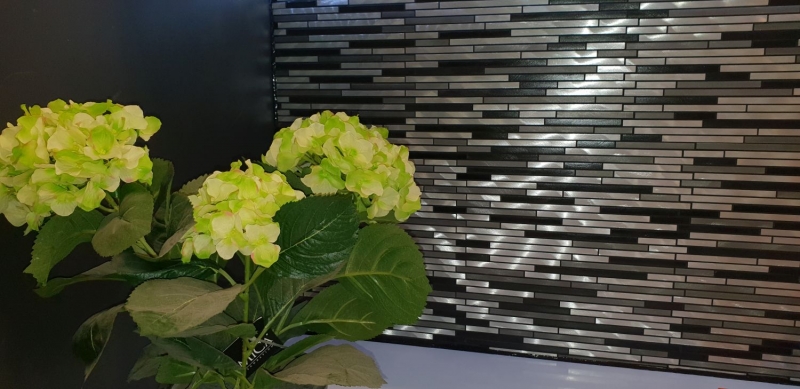 Mosaico parete posteriore alluminio composito alluminio grigio nero piastrelle backsplash MOS49-0308_f
