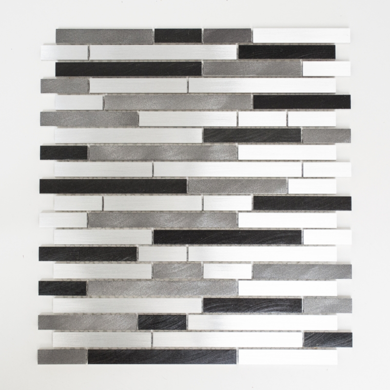 Mosaico parete posteriore alluminio composito alluminio grigio nero piastrelle backsplash MOS49-0308_f