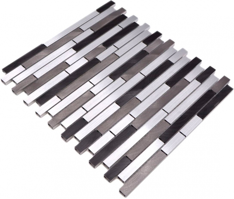 Mosaico parete posteriore alluminio composito alluminio grigio nero piastrelle backsplash MOS49-0308_f