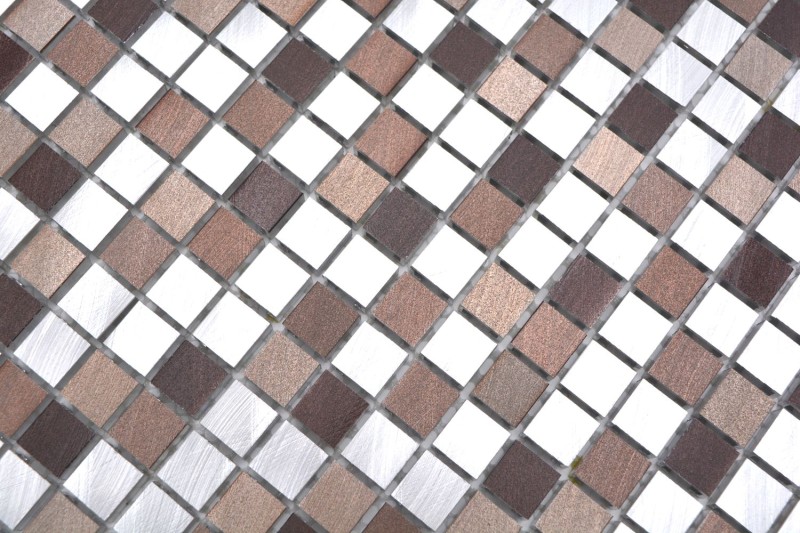 Alzatina a mosaico alluminio beige marrone alluminio rame alzatina piastrellata cucina MOS49-A971_f