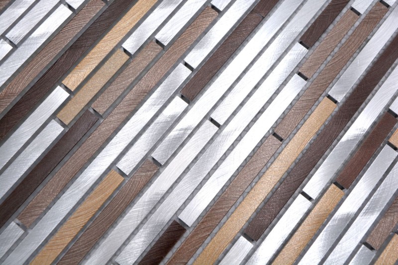 Alzatina a mosaico alluminio beige marrone composito alluminio rame alzatina piastrellata cucina MOS49-A981_f