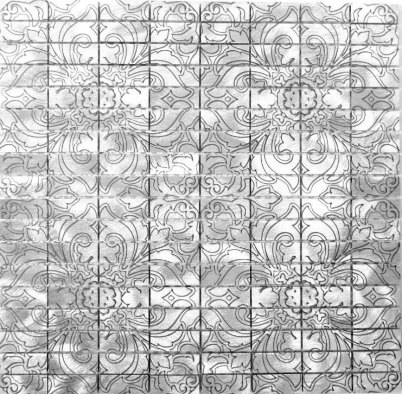 Alzatina a mosaico alluminio rettangolo alluminio argento alzatina piastrellata cucina MOS49-C101D_f