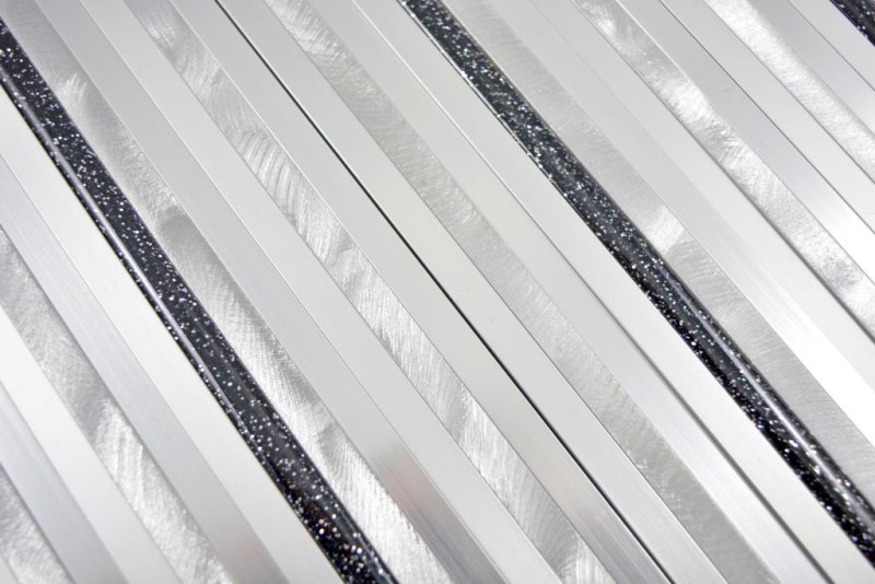 Pannello posteriore a mosaico alluminio composito alluminio argento opaco spazzolato lucido glitterato nero MOS49-L402GB_f