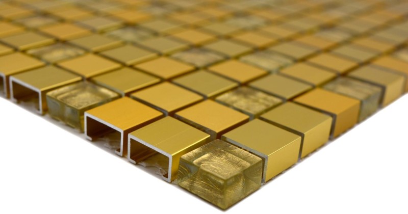 Mosaico parete posteriore alluminio alluminio vetro mosaico oro MOS49-A307_f