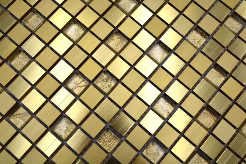Mosaico parete posteriore alluminio alluminio vetro mosaico oro MOS49-A307_f
