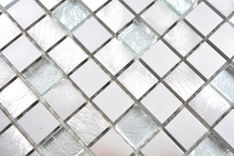 Mosaico parete posteriore alluminio alluminio vetro mosaico argento MOS49-A309F_f