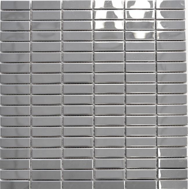 Mosaico acciaio inox argento rettangolo acciaio argento lucido alzatina cucina MOS129-0215_f