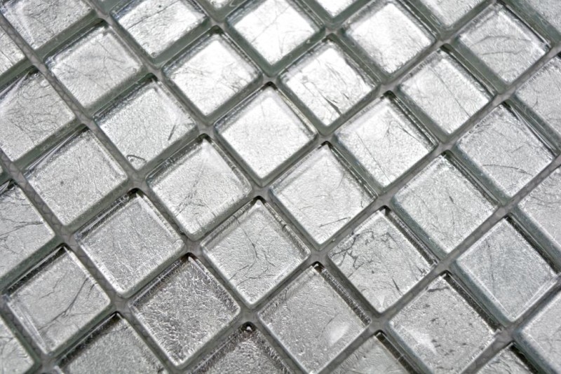Mosaico di vetro a parete posteriore struttura argento MOS123-8SB16_f