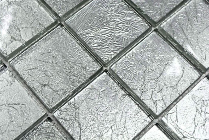 Mosaico di vetro a parete posteriore struttura argento MOS123-8SB26_f