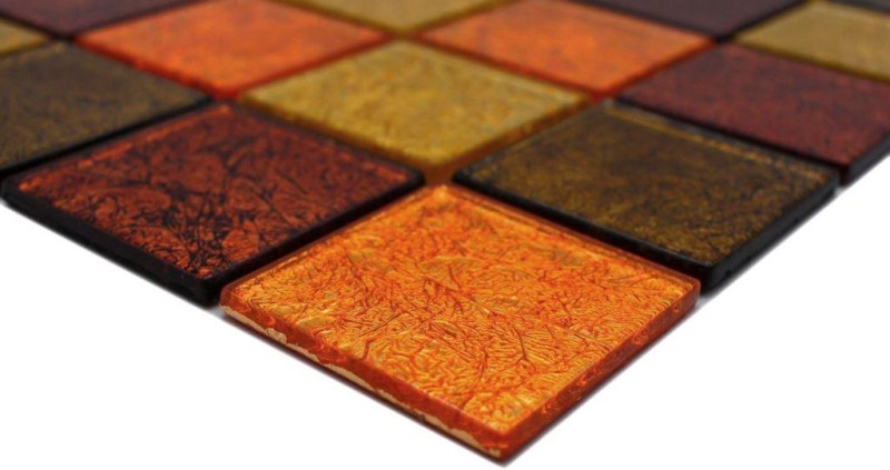 Mosaico a parete posteriore in vetro mosaico oro arancio struttura MOS120-07424_f