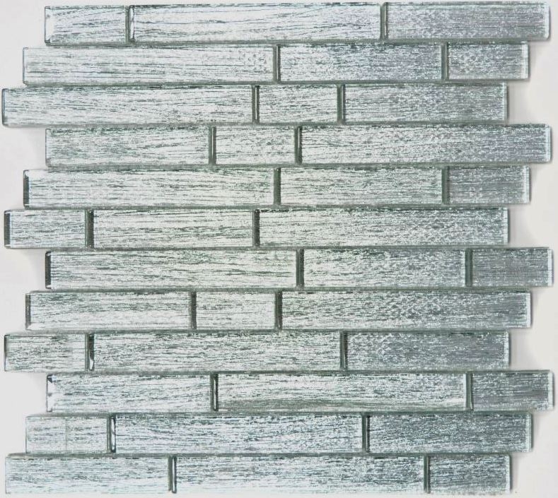Mosaico della parete posteriore Mosaico di vetro composito traslucido Crystal Chic argento MOS86-8CSV_f