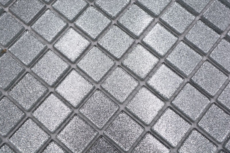 Pannello posteriore a mosaico Mosaico di vetro traslucido Cristallo argento martellato MOS60-0207_f