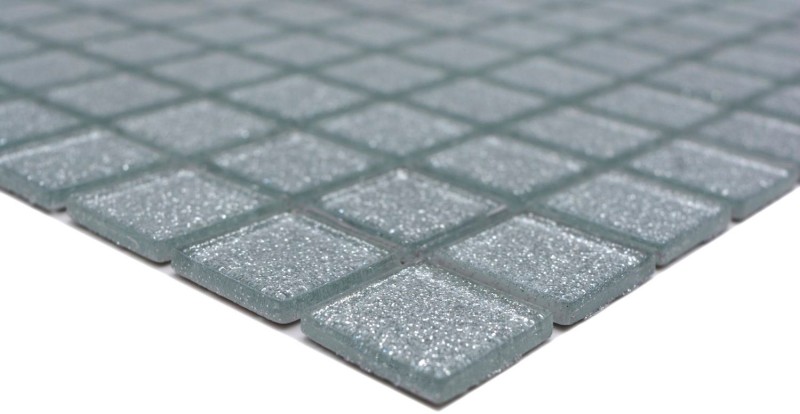 Pannello posteriore a mosaico Mosaico di vetro traslucido Cristallo argento martellato MOS60-0207_f