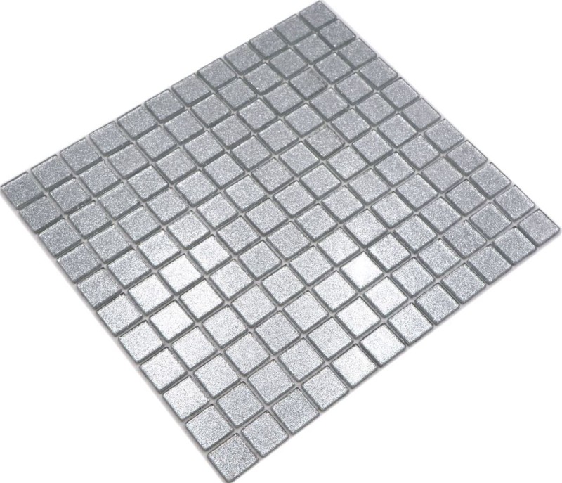 Pannello posteriore a mosaico Mosaico di vetro traslucido Cristallo argento martellato MOS60-0207_f