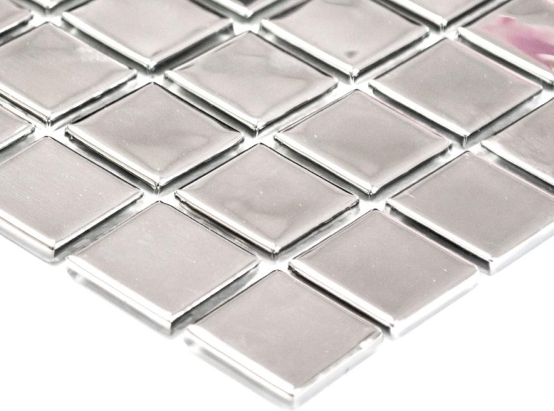 Pannello posteriore a mosaico Mosaico in vetro traslucido Cristallo argento BAGNO WC Cucina PARETE MOS60-0206_f