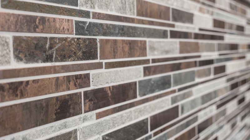 Piastrella a mosaico pietra rame grigio ruggine rame composito pietra alzatina cucina MOS47-XSK565_f