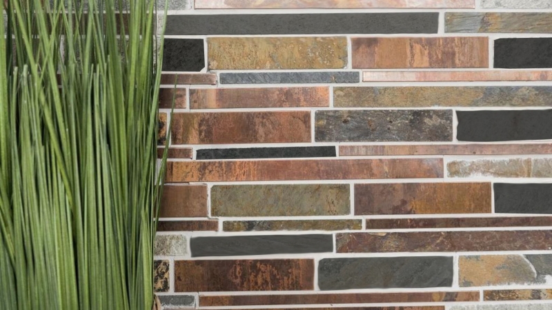 Piastrella a mosaico pietra rame grigio ruggine rame composito pietra alzatina cucina MOS47-XSK565_f