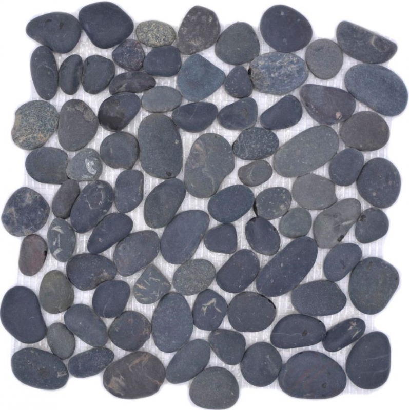 Piastrella a mosaico fiume ciottolo pietra ciottolo arco grigio scuro MOS30-0208_f