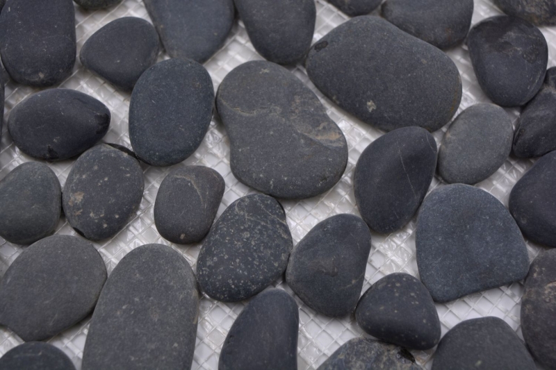Piastrella a mosaico fiume ciottolo pietra ciottolo arco grigio scuro MOS30-0208_f