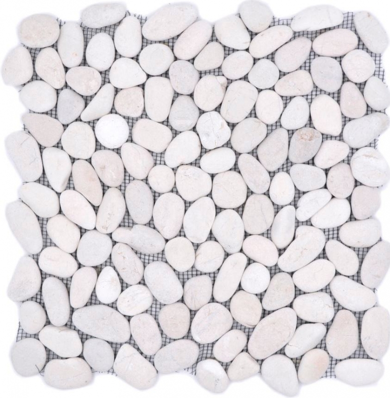 Piastrella a mosaico fiume ciottolo pietra ciottolo ciottolo arco bianco crema MOS30-0102_f