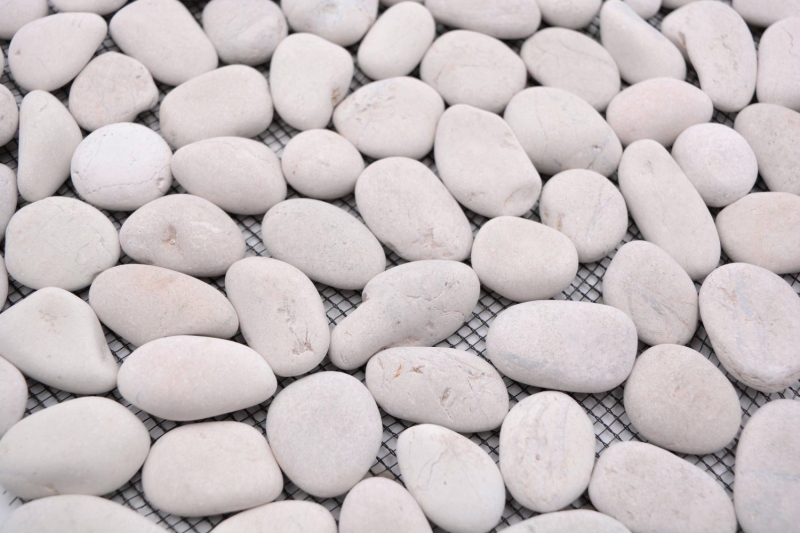 Piastrella a mosaico fiume ciottolo pietra ciottolo ciottolo arco bianco crema MOS30-0102_f