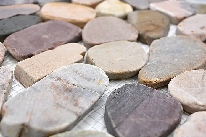 Piastrella di mosaico fiume ciottolo pietra ciottolo taglio beige grigio rosso MOS30-0204_f