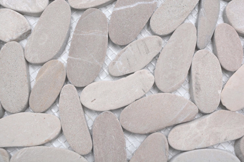 Piastrella a mosaico Ciottolo di fiume Ciottolo di pietra beige chiaro Ciottolo tagliato TAN 5 7 MOS30-IN10_f
