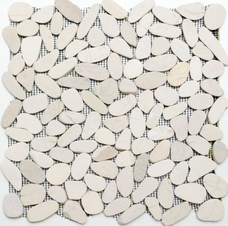 Piastrella a mosaico fiume ciottolo pietra taglio bianco 5 7 MOS30-IN14_f