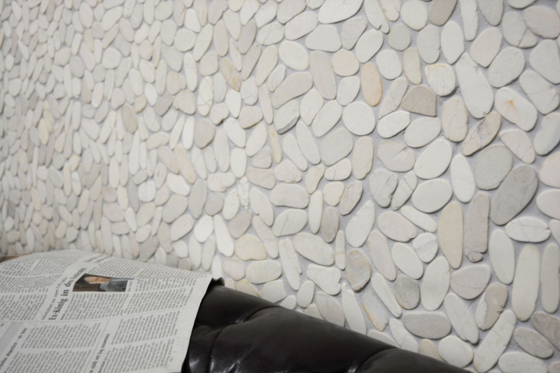 Piastrella a mosaico fiume ciottolo pietra taglio bianco 5 7 MOS30-IN14_f