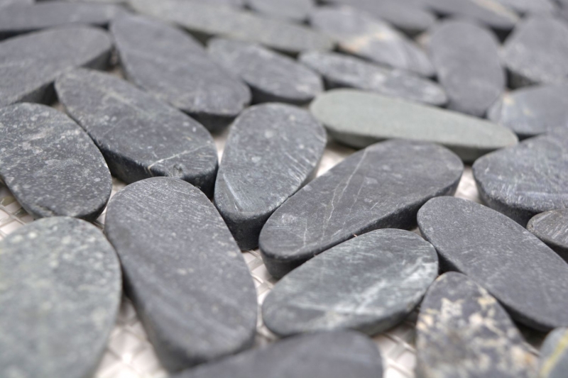 Piastrella di mosaico fiume ciottolo pietra taglio nero 5 7 MOS30-IN24_f