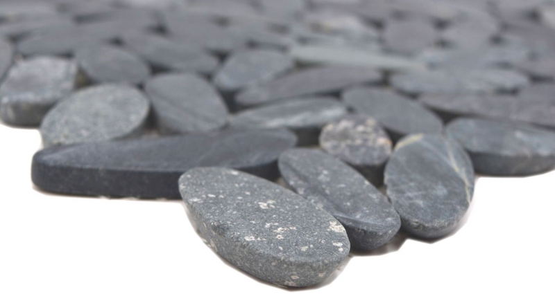 Piastrella di mosaico fiume ciottolo pietra taglio nero 5 7 MOS30-IN24_f
