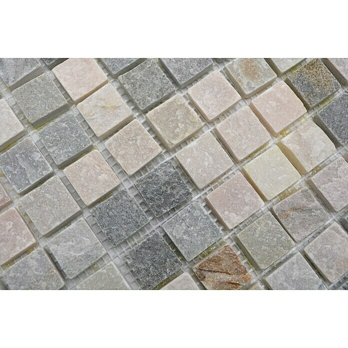 Piastrella a mosaico quarzite pietra naturale quarzite beige alzatina cucina grigio MOS36-0206_f