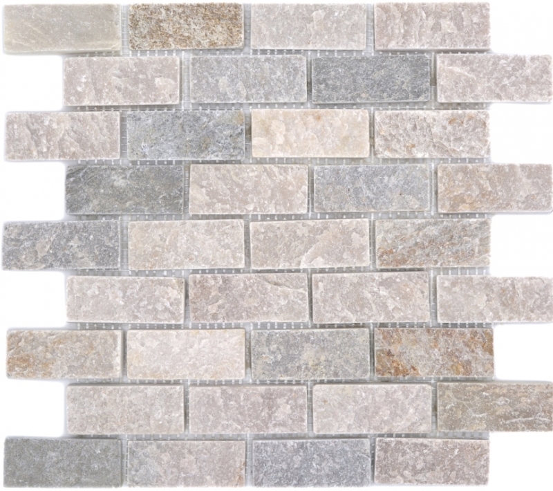 Piastrella a mosaico quarzite pietra naturale mattone quarzite alzatina cucina beige grigio MOS36-0208_f