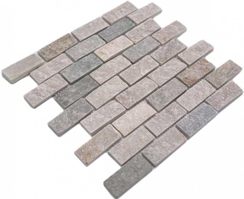 Piastrella a mosaico quarzite pietra naturale mattone quarzite alzatina cucina beige grigio MOS36-0208_f